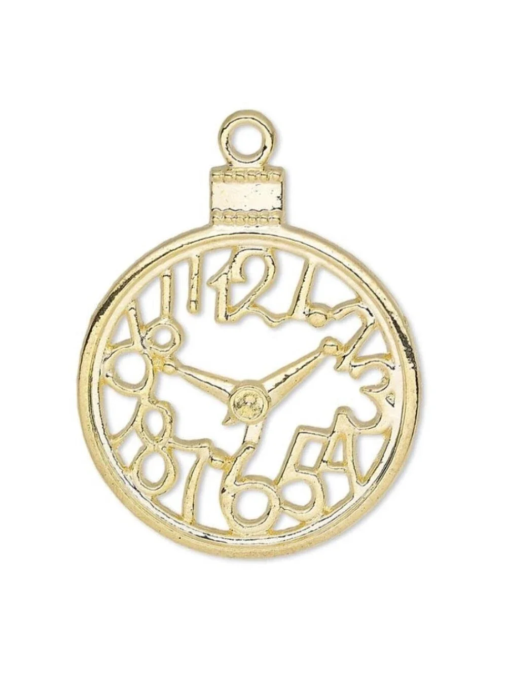 2 Large Gold 14K Plated Pewter 35x30mm Open Clock Face Pendants Funky Steampunk